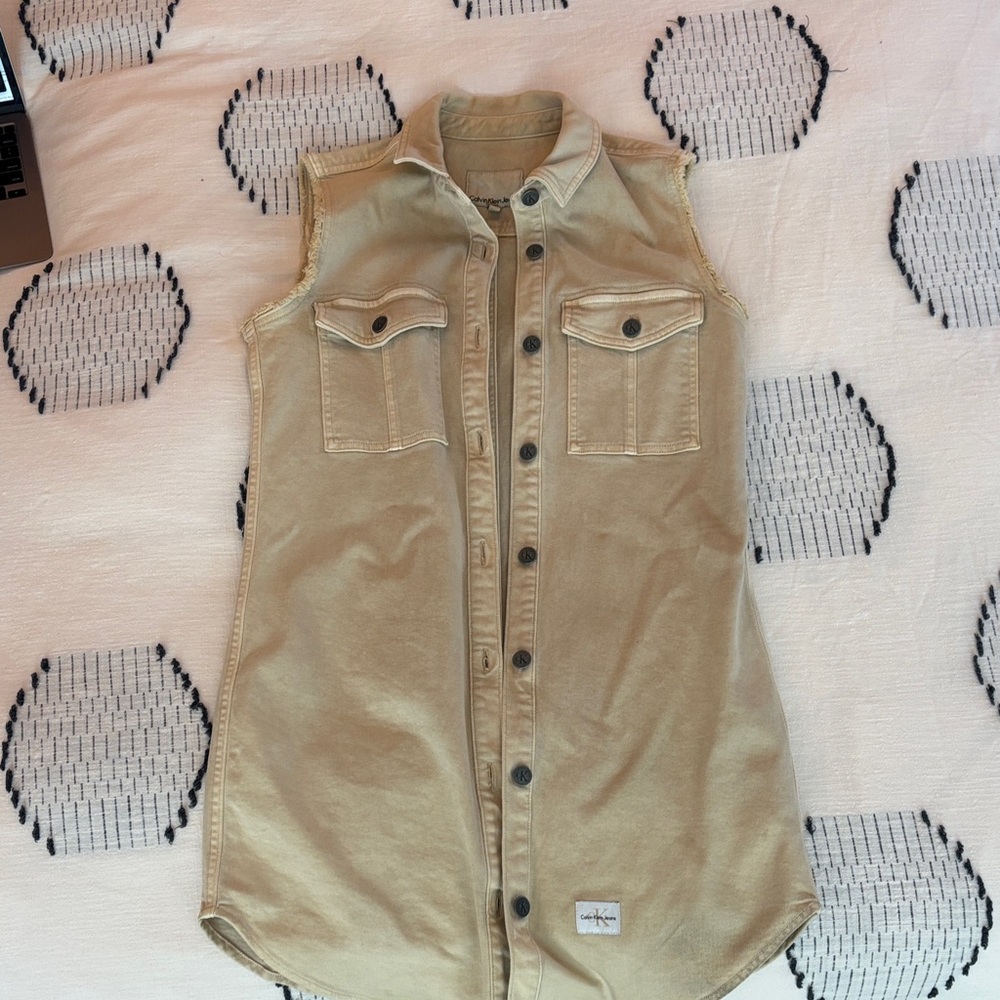 Calvin Klein jeans sleeveless dress khaki, size small